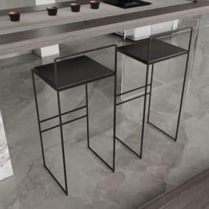 كرسي بار معدن بتصميم عصري وتنجيد جلد