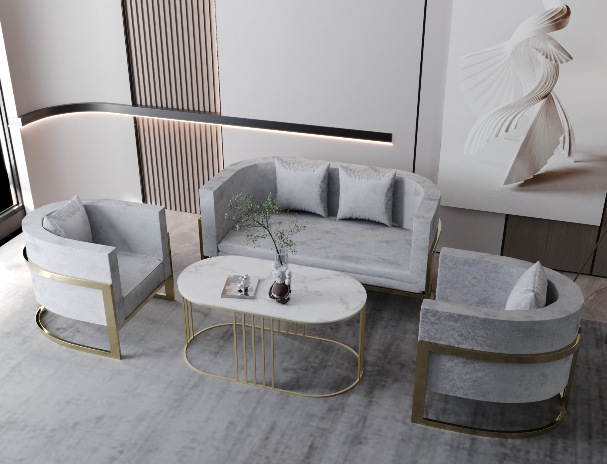 طقم اثاث خارجي مودرن مكون من 4 قطع 2 كرسي وكنبة وترابيزة