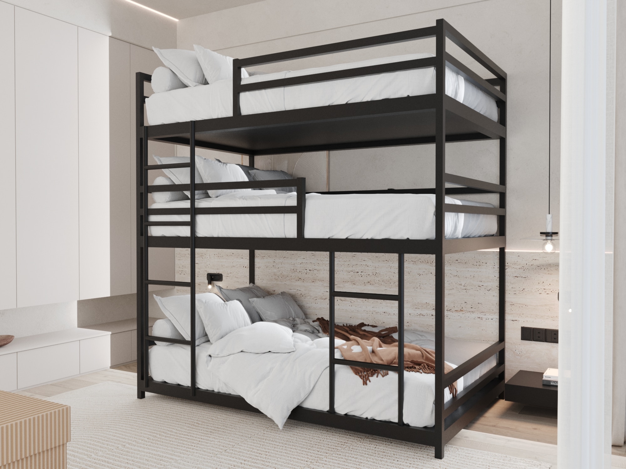 سرير حديد مودرن 3 دور مناسب للأطفال والمراهقين