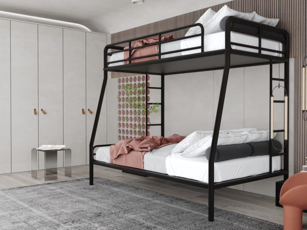 سرير دورين مودرن من الحديد مزود بملل من خشب موسكي عالي المتانة