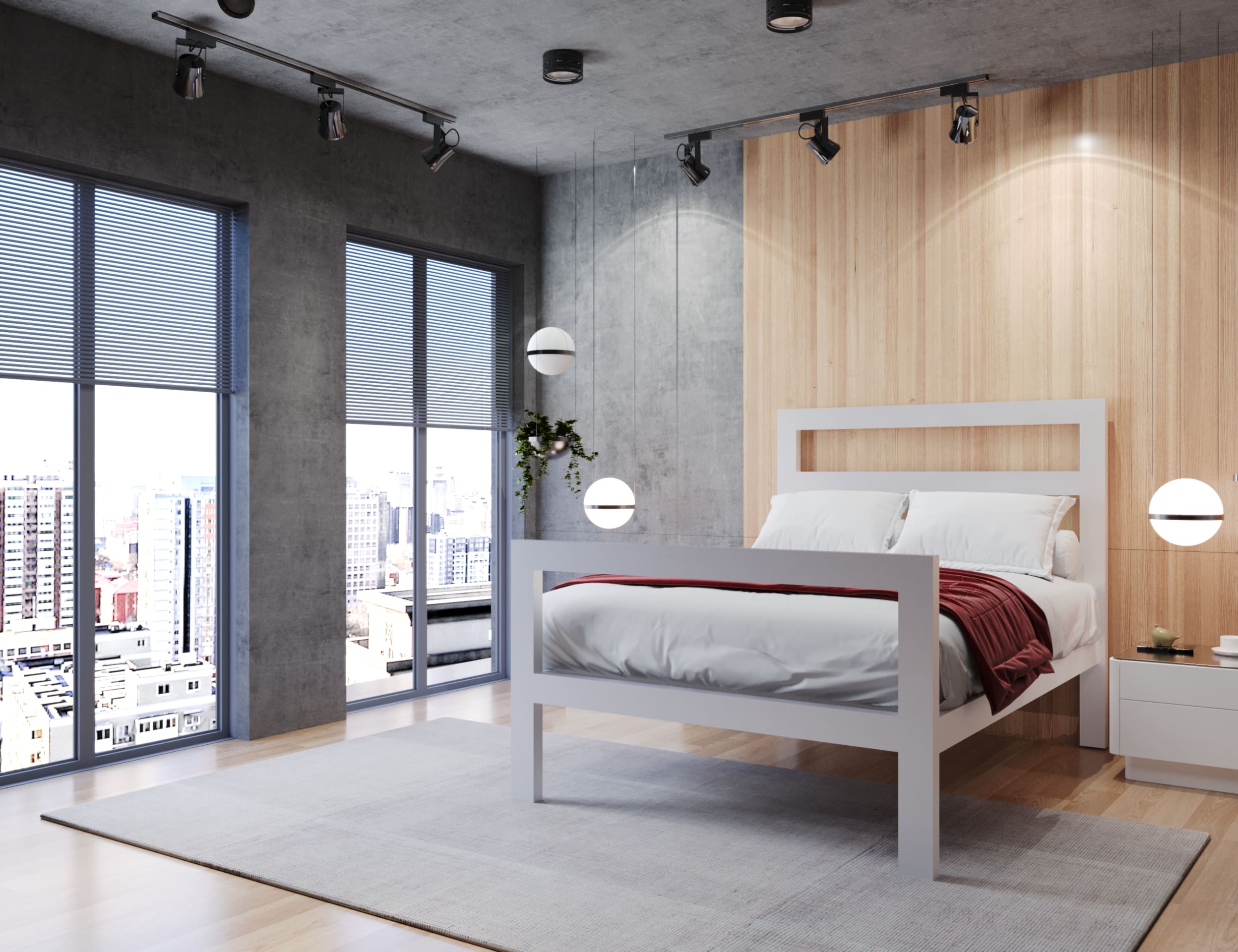 سرير مودرن حديد 160 سم مناسب للمتزوجين والشباب أبيض