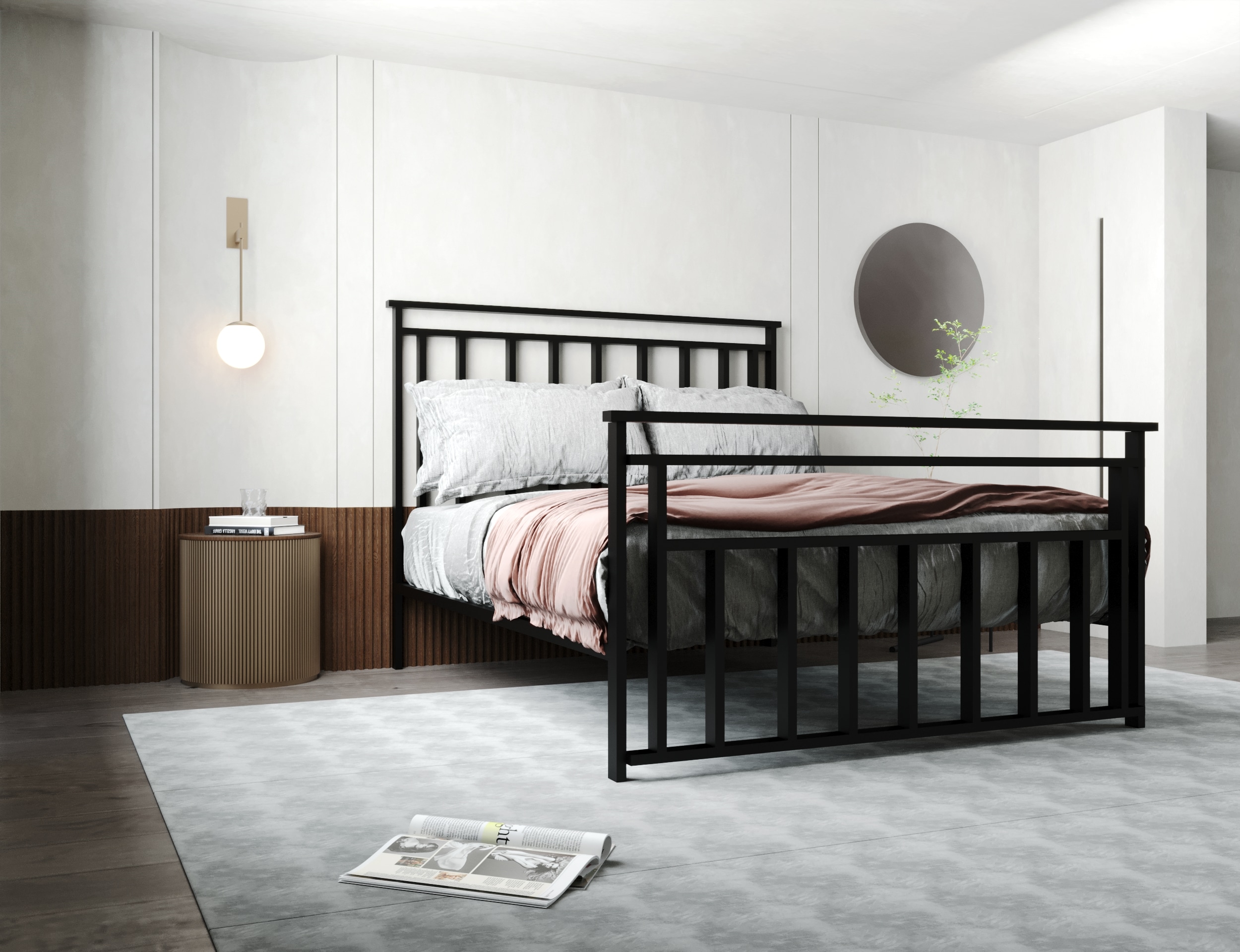 سرير نوم للمتزوجين 160 سم من الحديد بتصميم عصري