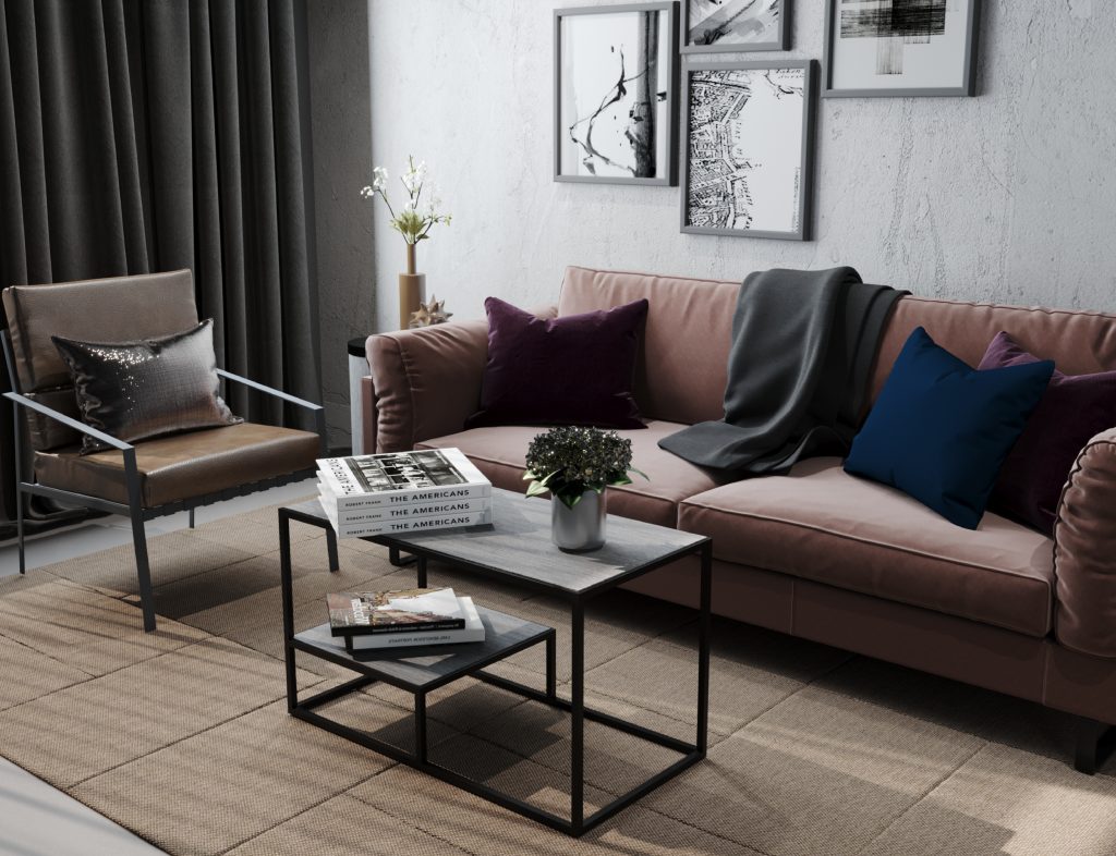 ترابيزة لينو ترابيزة انتريه مودرن من الاستيل مستطيلة الشكل مزودة برف مربع في المنتصف