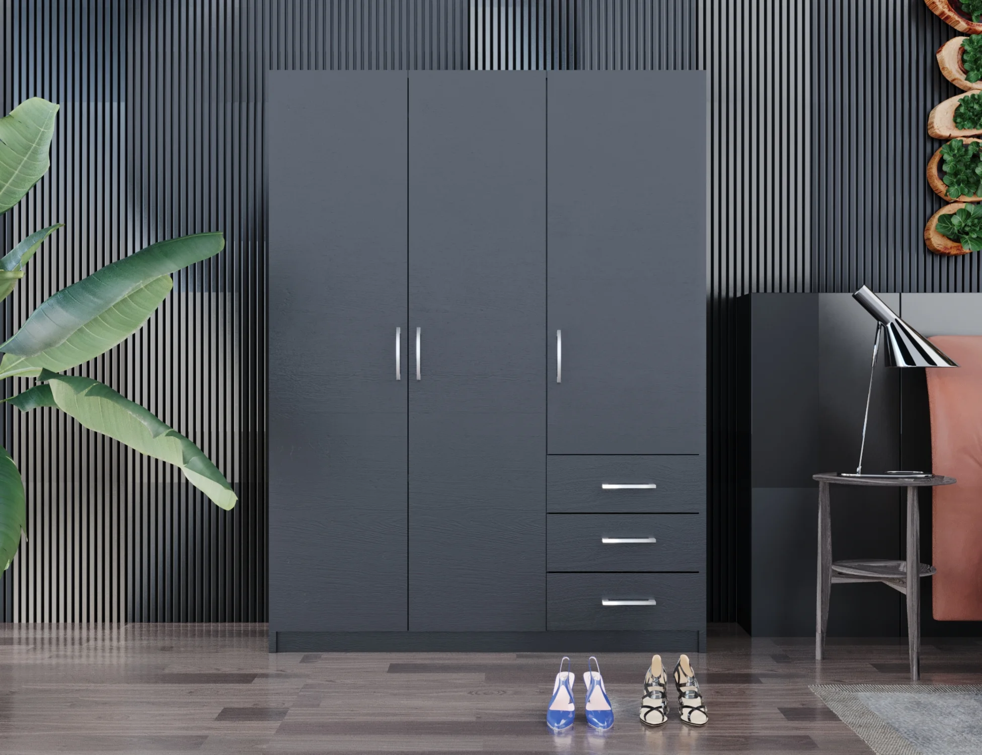 ألترا بلاك دولاب ملابس خشب مودرن ألترا بلاك