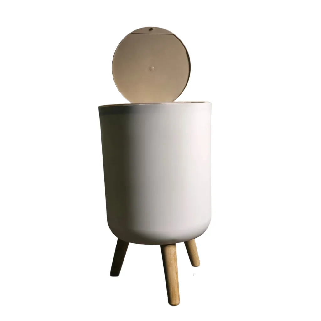 باسكيت تاتش كبير مدور سلة مهملات بأرجل خشبية