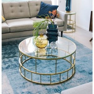طاولة قهوة مودرن باللون الذهبي – 50×70×70 سم