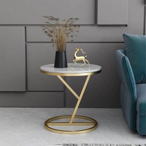 ترابيزه جانبية 55×40×40 سم - ذهبي وأبيض