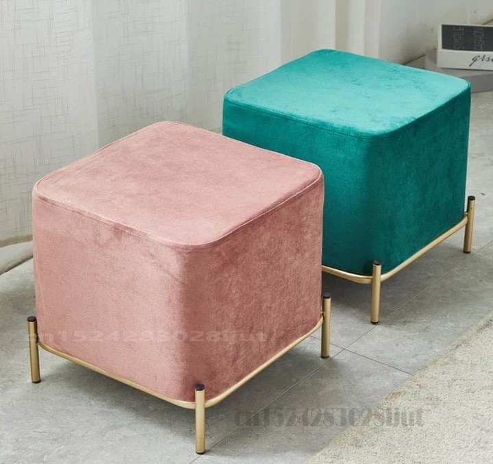 بوف قطعتين معدن وقماش بينك وأخضر